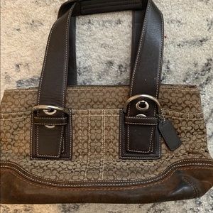 COACH Satchel Signature Logo Tote Shoulder Bag